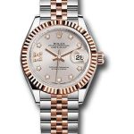 Rolex Steel and Everose Gold Rolesor Lady-Datejust 28 Watch – Fluted Bezel – Sundust Diamond Star Dial – Jubilee Bracelet – 279171 su9dix8dj