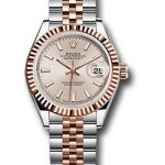 Rolex Steel and Everose Gold Rolesor Lady-Datejust 28 Watch – Fluted Bezel – Sundust Index Dial – Jubilee Bracelet – 279171