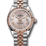 Rolex Steel and Everose Gold Rolesor Lady-Datejust 28 Watch – Fluted Bezel – Sundust Roman Dial – Jubilee Bracelet – 279171