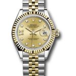 Rolex Steel and Yellow Gold Rolesor Lady-Datejust 28 Watch – Fluted Bezel – Champagne Diamond Star Dial – Jubilee Bracelet – 279173 ch9dix8dj