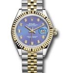 Rolex Steel and Yellow Gold Rolesor Lady-Datejust 28 Watch – Fluted Bezel – Lavender Diamond Dial – Jubilee Bracelet – 279173