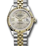 Rolex Steel and Yellow Gold Rolesor Lady-Datejust 28 Watch – Fluted Bezel – Silver Diamond Star Dial – Jubilee Bracelet – 279173 s9dix8dj