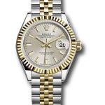 Rolex Steel and Yellow Gold Rolesor Lady-Datejust 28 Watch – Fluted Bezel – Silver Index Dial – Jubilee Bracelet – 279173