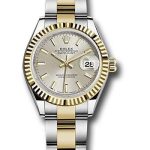 Rolex Steel and Yellow Gold Rolesor Lady-Datejust 28 Watch – Fluted Bezel – Silver Index Dial – Oyster Bracelet – 279173