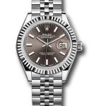 Rolex Steel and White Gold Rolesor Lady-Datejust 28 Watch – Fluted Bezel – Dark Grey Index Dial – Jubilee Bracelet – 279174