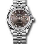 Rolex Steel and White Gold Rolesor Lady-Datejust 28 Watch – Fluted Bezel – Dark Grey Roman Dial – Jubilee Bracelet – 279174