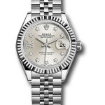Rolex Steel and White Gold Rolesor Lady-Datejust 28 Watch – Fluted Bezel – Silver Diamond Star Dial – Jubilee Bracelet – 279174 s9dix8dj