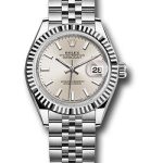 Rolex Steel and White Gold Rolesor Lady-Datejust 28 Watch – Fluted Bezel – Silver Index Dial – Jubilee Bracelet – 279174