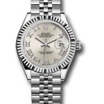 Rolex Steel and White Gold Rolesor Lady-Datejust 28 Watch – Fluted Bezel – Silver Roman Dial – Jubilee Bracelet – 279174