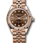 Rolex Everose Gold Lady-Datejust 28 Watch – Fluted Bezel – Chocolate Diamond Star Dial – Jubilee Bracelet – 279175 cho9dix8dj
