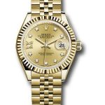Rolex Yellow Gold Lady-Datejust 28 Watch – Fluted Bezel – Champagne Diamond Star Dial – Jubilee Bracelet – 279178 ch9dix8dj