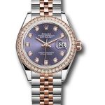 Rolex Steel and Everose Gold Rolesor Lady-Datejust 28 Watch – Diamond Bezel – Aubergine Diamond Dial – Jubilee Bracelet – 279381RBR