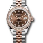 Rolex Steel and Everose Gold Rolesor Lady-Datejust 28 Watch – Diamond Bezel – Chocolate Diamond Dial – Jubilee Bracelet – 279381RBR chodj
