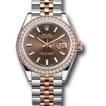 Rolex Steel and Everose Gold Rolesor Lady-Datejust 28 Watch – Diamond Bezel – Chocolate Index Dial – Jubilee Bracelet – 279381RBR choij