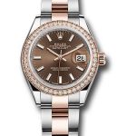 Rolex Steel and Everose Gold Rolesor Lady-Datejust 28 Watch – Diamond Bezel – Chocolate Index Dial – Oyster Bracelet – 279381RBR choio