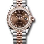 Rolex Steel and Everose Gold Rolesor Lady-Datejust 28 Watch – Diamond Bezel – Chocolate Roman Dial – Jubilee Bracelet – 279381RBR chorj