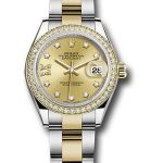 Rolex Steel and Yellow Gold Rolesor Lady-Datejust 28 Watch – Diamond Bezel – Champagne Diamond Star Dial – Oyster Bracelet – 279383RBR ch9dix8do
