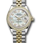 Rolex Steel and Yellow Gold Rolesor Lady-Datejust 28 Watch – Diamond Bezel – White Mother-Of-Pearl Diamond Dial – Jubilee Bracelet – 279383RBR