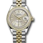 Rolex Steel and Yellow Gold Rolesor Lady-Datejust 28 Watch – Diamond Bezel – Silver Index Dial – Jubilee Bracelet – 279383RBR