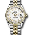 Rolex Steel and Yellow Gold Rolesor Lady-Datejust 28 Watch – Diamond Bezel – White Roman Dial – Jubilee Bracelet – 279383RBR