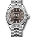 Rolex Steel and White Gold Rolesor Lady-Datejust 28 Watch – 44 Diamond Bezel – Dark Grey Diamond Dial – Jubilee Bracelet – 279384RBR