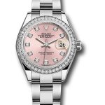 Rolex Steel and White Gold Rolesor Lady-Datejust 28 Watch – 44 Diamond Bezel – Pink Diamond Dial – Oyster Bracelet – 279384RBR