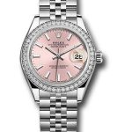 Rolex Steel and White Gold Rolesor Lady-Datejust 28 Watch – 44 Diamond Bezel – Pink Index Dial – Jubilee Bracelet – 279384RBR
