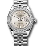 Rolex Steel and White Gold Rolesor Lady-Datejust 28 Watch – 44 Diamond Bezel – Silver Index Dial – Jubilee Bracelet – 279384RBR