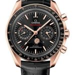 Omega Speedmaster Moonphase Master Chronometer Chronograph Watch – 44.25 mm Sedna Gold Case – Black Diamond Dial – Black Leather Strap – 304.63.44.52.01.001