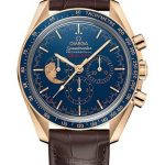 Omega Speedmaster Moonwatch Apollo XVII Anniversary Limited Series Limited Edition of 272 Watch – 42 mm Yellow Gold Case – Polished Blue Ceramic Bezel – Blue Ceramic Dial – Brown Leather Strap – 311.63.42.30.03.001