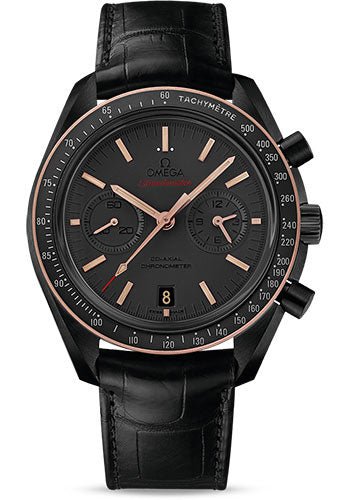 Omega Speedmaster Moonwatch Omega Co-Axial Chronograph Watch – 44.25 mm Black Ceramic Case – Sedna Gold Bezel – Grey Dial – Black Leather Strap – 311.63.44.51.06.001