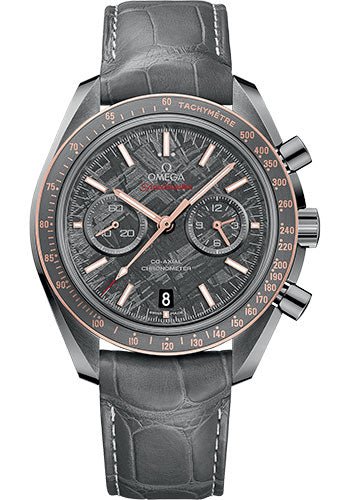 Omega Speedmaster Moonwatch Co-Axial Chronograph Meteorite Watch – 44.25 mm Grey Ceramic Case – Meteorite Dial – Grey Leather Strap – 311.63.44.51.99.001