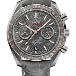 Omega Speedmaster Moonwatch Omega Co-Axial Chronograph Grey Side of the Moon Meteorite Watch – 44.25 mm Grey Ceramic Case – Senda Gold Bezel – Meteorite Dial – Grey Leather Strap – 311.63.44.51.99.002