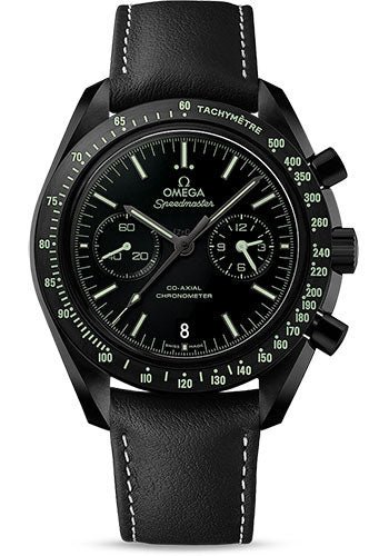 Omega Speedmaster Moonwatch Omega Co-Axial Chronograph Watch – 44.25 mm Black Ceramic Case – Black Dial – Black Leather Strap – 311.92.44.51.01.004