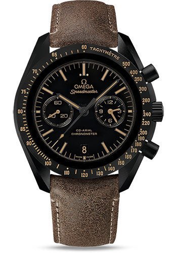 Omega Speedmaster Moonwatch Omega Co-Axial Chronograph Watch – 44.25 mm Black Ceramic Case – Black Dial – Brown Leather Strap – 311.92.44.51.01.006