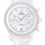 Omega Speedmaster Moonwatch Co-Axial Chronograph White Side of the Moon Watch – 44.25 mm White Ceramic Case – Diamond-Set Ceramic Bezel – Mother-Of-Pearl Dial – White Leather Strap – 311.98.44.51.55.001