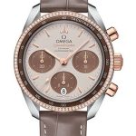 Omega Speedmaster 38 Co-Axial Chronograph Watch – 38 mm Steel And Sedna Gold Case – Dual Diamond Bezel – Cappuccino Dial – Taupe-Brown Leather Strap – 324.28.38.50.02.002