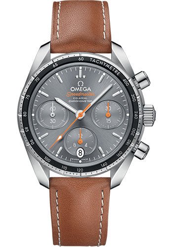 Omega Speedmaster 38 Co-Axial Chronograph Watch – 38 mm Steel Case – Grey Dial – Novo Nappa Leather Strap – 324.32.38.50.06.001