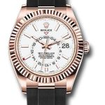 Rolex Everose Gold Sky-Dweller Watch – White Index Dial – Oysterflex Bracelet – 2020 Release – 326235