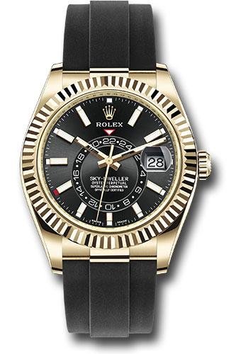 Rolex Yellow Gold Sky-Dweller Watch – Black Index Dial – Oysterflex Bracelet – 2020 Release – 326238