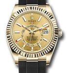 Rolex Yellow Gold Sky-Dweller Watch – Champagne Index Dial – Oysterflex Bracelet – 2020 Release – 326238