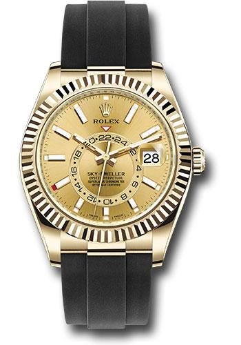 Rolex Yellow Gold Sky-Dweller Watch – Champagne Index Dial – Oysterflex Bracelet – 2020 Release – 326238