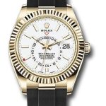 Rolex Yellow Gold Sky-Dweller Watch – White Index Dial – Oysterflex Bracelet – 2020 Release – 326238