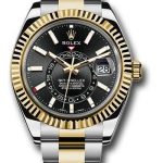 Rolex Yellow Rolesor Sky-Dweller Watch – Black Index Dial – Oyster Bracelet – 326933