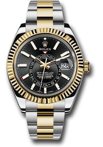 Rolex Yellow Rolesor Sky-Dweller Watch – Black Index Dial – Oyster Bracelet – 326933