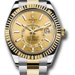 Rolex Yellow Rolesor Sky-Dweller Watch – Champagne Index Dial – Oyster Bracelet – 326933