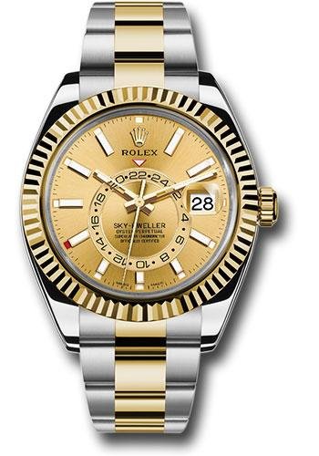 Rolex Yellow Rolesor Sky-Dweller Watch – Champagne Index Dial – Oyster Bracelet – 326933