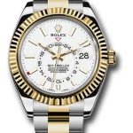Rolex Yellow Rolesor Sky-Dweller Watch – White Index Dial – Oyster Bracelet – 326933