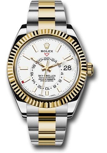 Rolex Yellow Rolesor Sky-Dweller Watch – White Index Dial – Oyster Bracelet – 326933