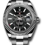 Rolex White Rolesor Sky-Dweller Watch – Black Index Dial – Oyster Bracelet – 326934